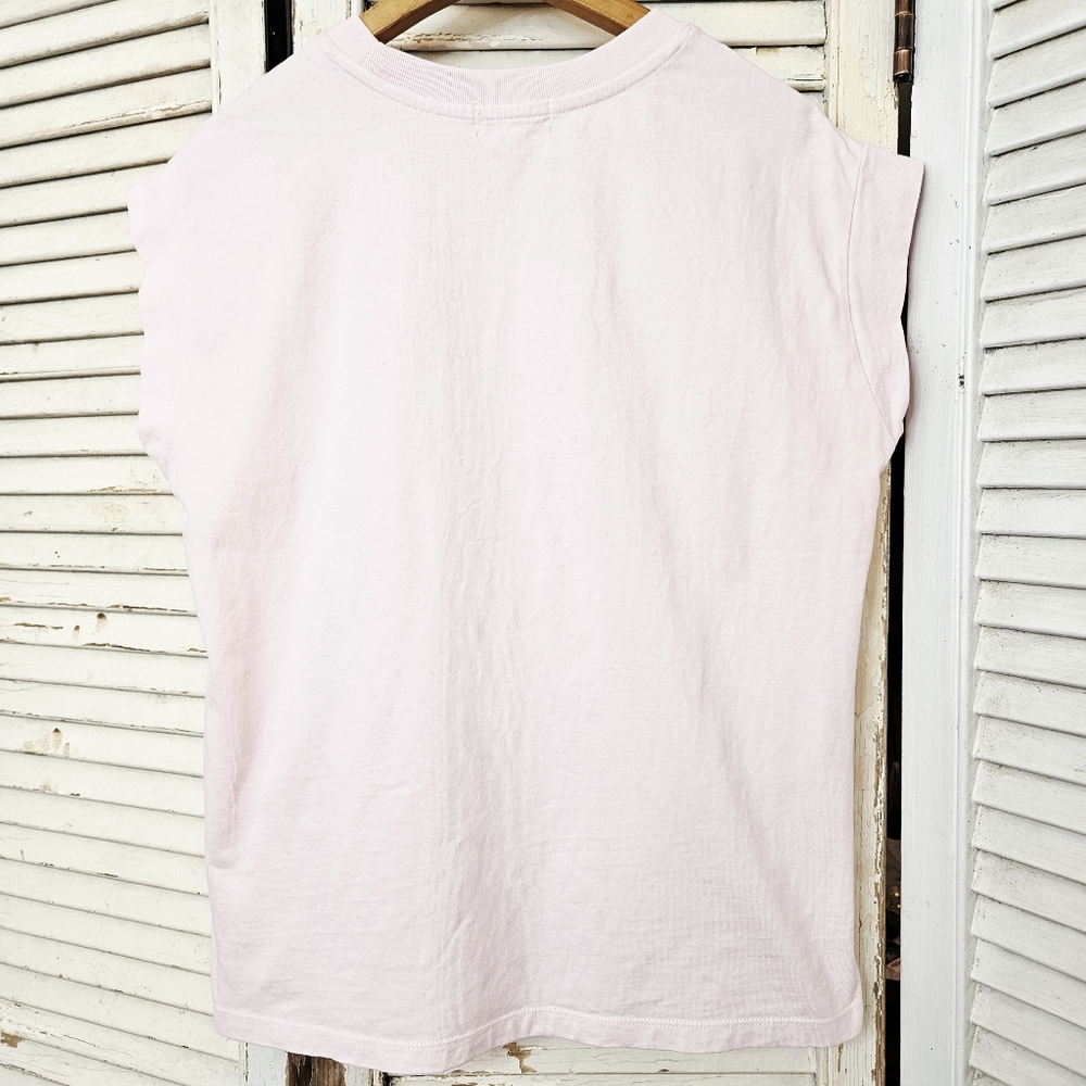 Wildfox St. Tropez Print Soft Pink Cotton Muscle Tee Medium - Picture 8 of 8